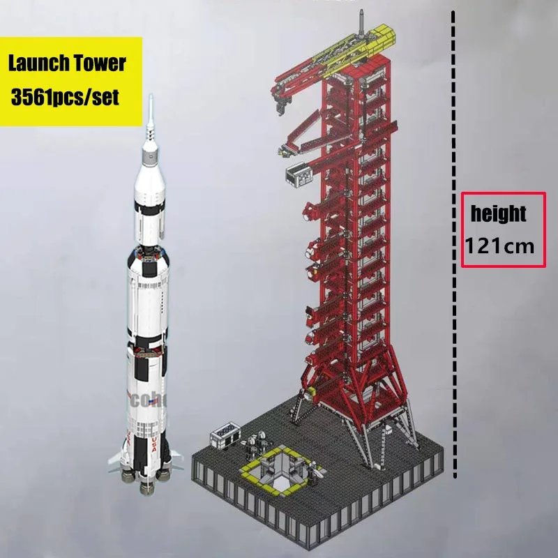 

New 121CM High 3561PCS Space Apollo Saturn-V Launch Umbilical Tower FOR 21309 Fit Legoings Technic Building Blocks Bricks Gift