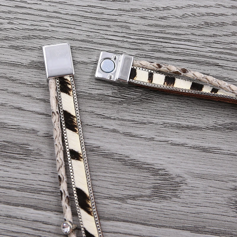 STRATHSPEY многослойный кожанный браслет для женщин кожаный браслет с животным принтом винтажный браслет с горным хрусталем ювелирные изделия