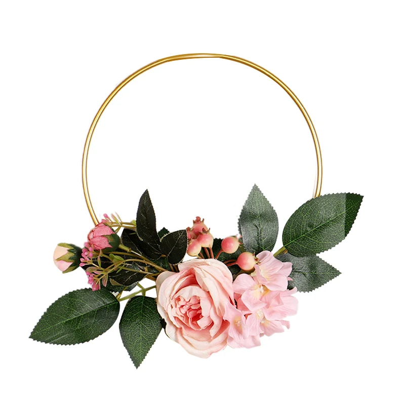 pink rose hydrangea Украшения для домашнего моделирования круглая квадратная навесная дверь венок настенный орнамент - Цвет: pink rose hydrangea
