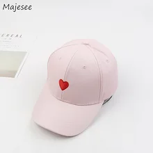 Baseball Caps Women Cute Kawaii Heart Printed Simple Student Adjustable Girls Harajuku Korean Style Womens Hat All-match Casual