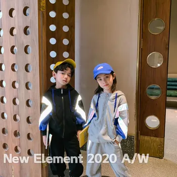 

Children's clothing 2020 autumn new children's suit children's jacket trousers two-piece luminous reflective strip