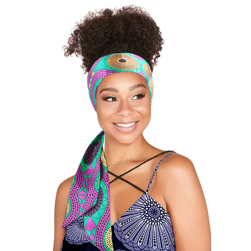 African Pattern Print Headband for Women Twist Style Headscarf Cross Turban Bandage Bandanas Bow HairBands Hair Accessories shein hair accessories
