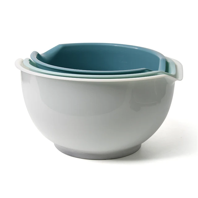 3pcs Mixing Bowl Set Plastic Salad Bowl For Noodle Rice Vegetable Fruit  Soup Food Container Mixing