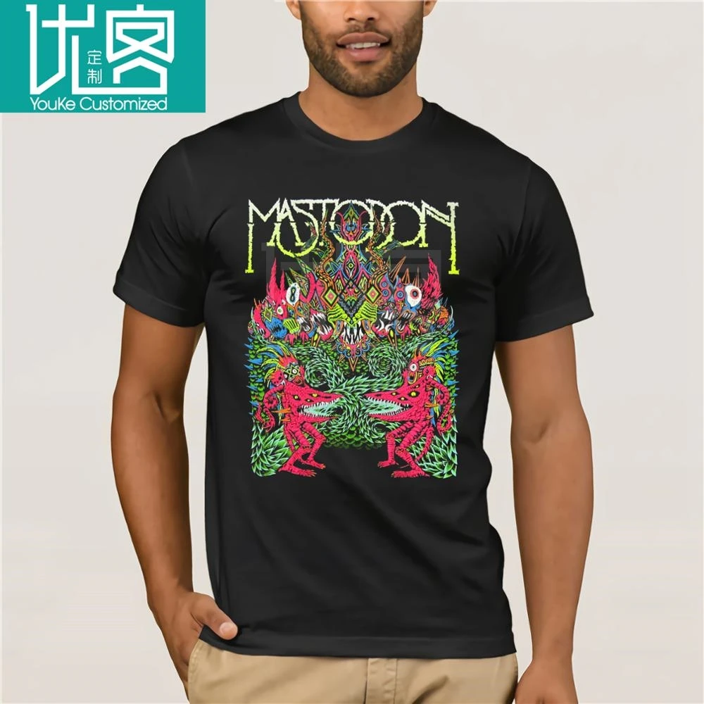Mastodon Neon Creatures Monsters черная футболка новый официальный группа, товар футболка лето знаменитые футболки Harajuku