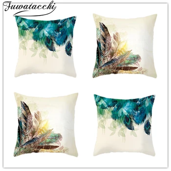 

2pcs Fuwatacchi Beauty feather Cushion Covers Cartoon Christmas Pillow Cover for Home Sofa Decorative Throw Pillowcases 45*45cm
