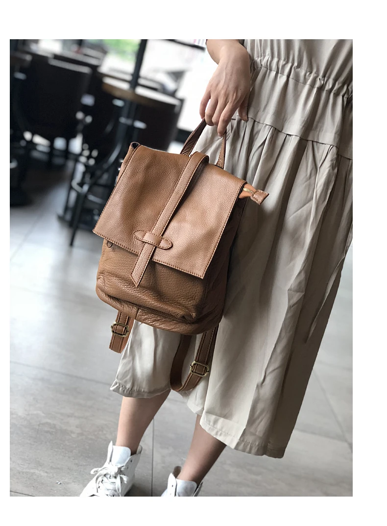 Backpack Genuine Leather Shoulder Bag Casual Travel Bags Vintage College Bag Large Capacity High Quality Soft Cover Fashion