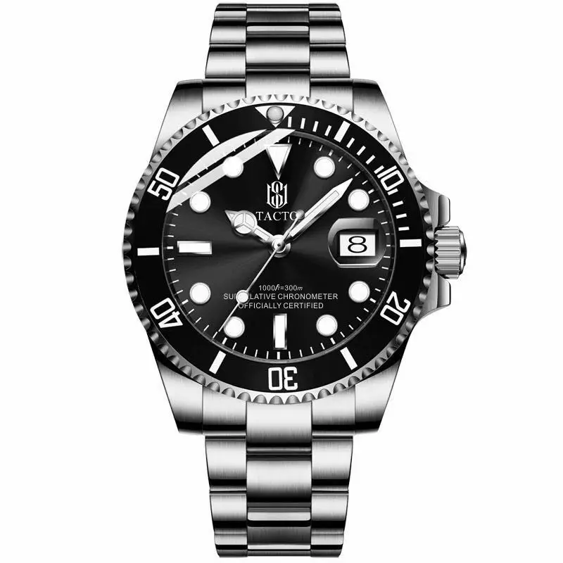 2021 TACTO Mens Watches Top Brand Luxury Gmt-Driver Sports Watches Black Steel Case Rotated Male Wrist Watch Relogios Masculinos 