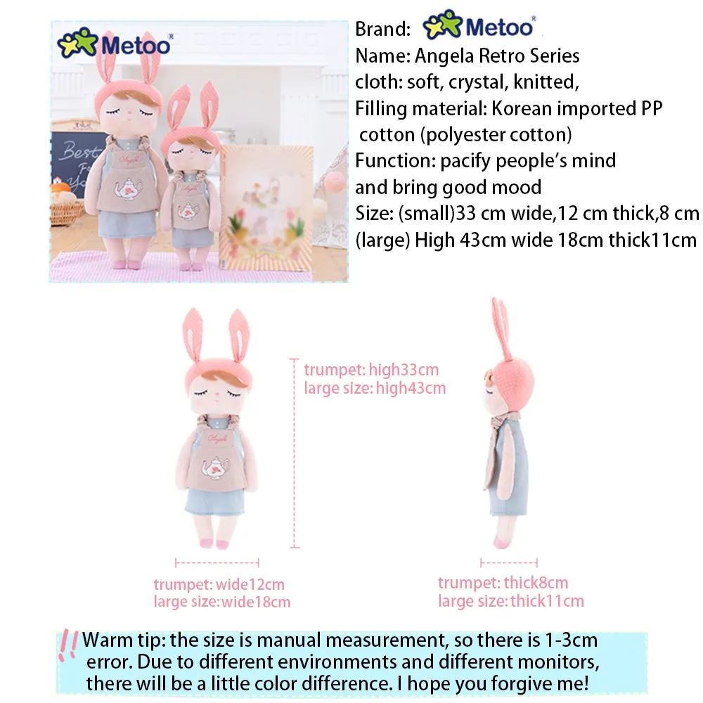Кукла Metoo, креативное моделирование, подушка для кроликов, Kawaii, плюшевое животное, мягкая игрушка, 13/15 дюймов, куклы для детей, рождественский подарок