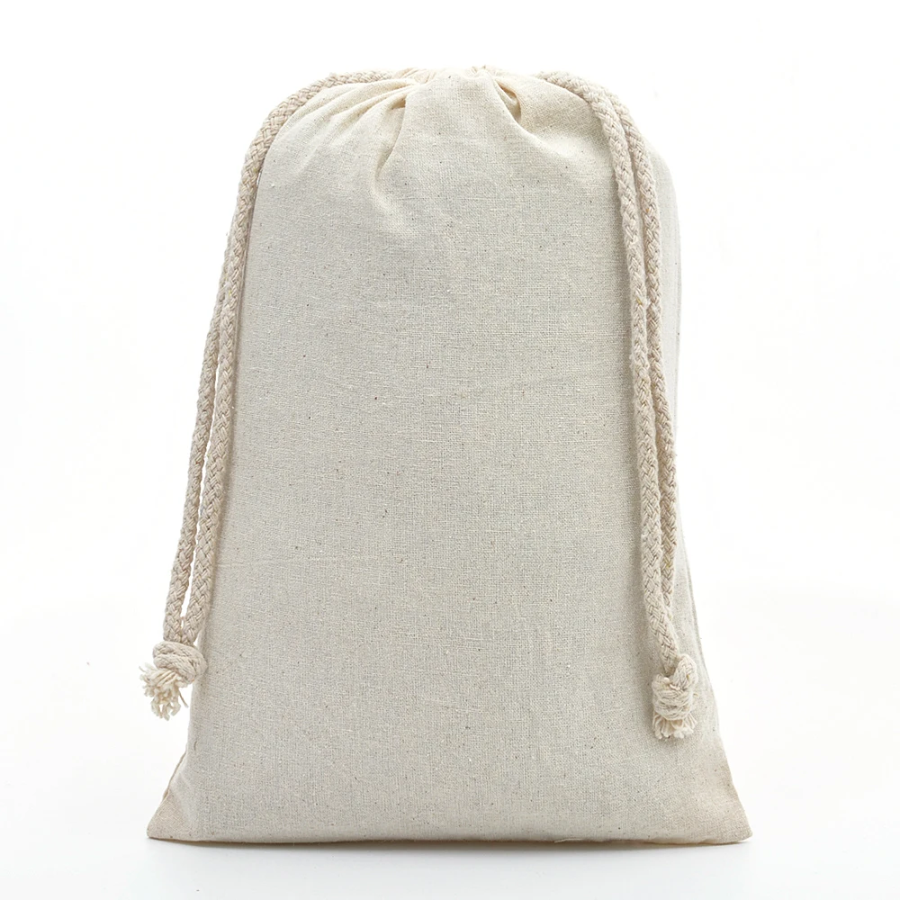 

50pcs Large Calico Bag 7.8"x11.8" Cotton Muslin Drawstring Gift Bags for Tea Jewelry Packaging Wedding Party Favor Pouch Bag