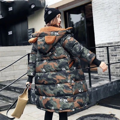 

New Design 2020 Winter Thicken Wadded Jacket Women Parka Long Hooded Print cotton Padded Coats Female Plus Size LX966