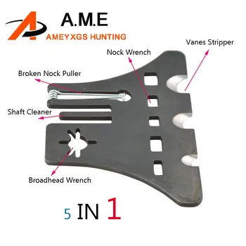 

1 Piece 5 In 1 Arrow Nock Puller Install Blade Arrow Clear Glue Adjust Angle Nock and the Main Feather Scrape (remove) Feathers