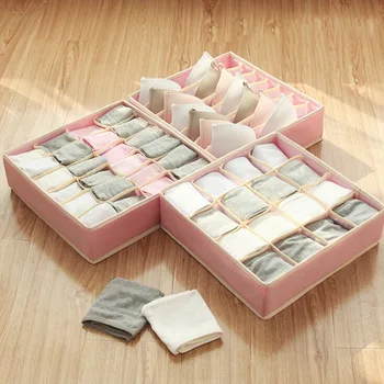 

Multi-size Underwear Bras Mesh Cloth Socks Storage Box Multi-grids Organizer Storage for Scarf Divider Lidded Closet Accessories