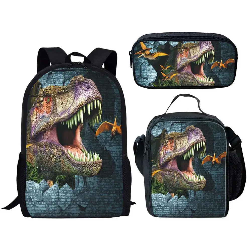 Cool Dinosaur 3D Print Student Backpacks Orthopedic Schoolbag for Boy Girls Book Bag 16 Inch Kids Backpack Children School Bags | Багаж и