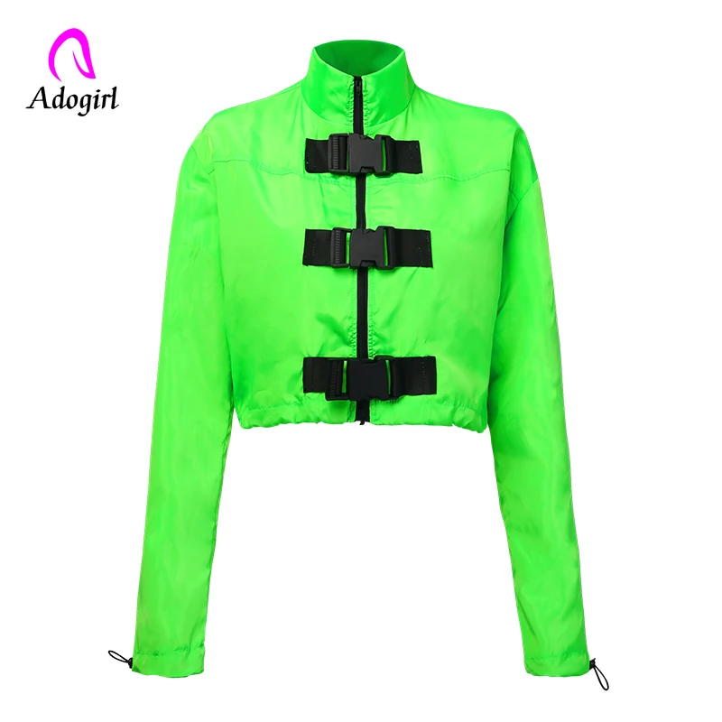 Базовая неоновая зеленая куртка Adogirl осеннее пальто 2019 уличная бомбер на молнии
