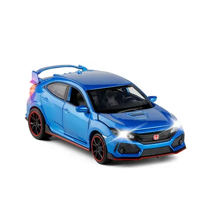 Новинка 1:32 HONDA CIVIC TYPE-R литые игрушечные машинки модель автомобиля со звуковым светом коллекционная машинка игрушки для детей подарок игрушки - Цвет: Синий
