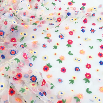 

Soft Mesh Full Machine Embroidered Fresh Small Flower Mesh Cloth