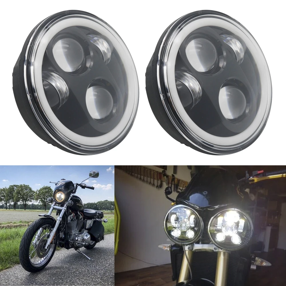 5 3/4 фара для Harley Davidson 883 5-3/" 5,75 дюймов мотоциклетный проектор Hi/Low HID светодиодный передний головной фонарь