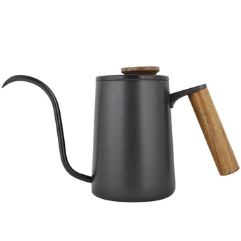 

600Ml Stainless Steel Handle Drip Coffee Pot with Lid Dripping Goose Neck Spout Long Mouth Coffee Pot Teapot