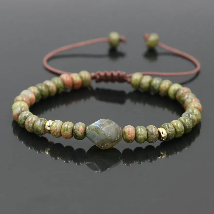 Женский браслет с бусинами Boho Amazonite из натурального камня лунным камнем