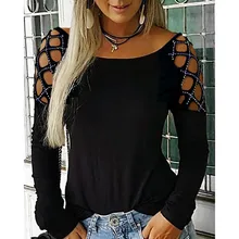 ^^Best Offers Blouse Women Fashion Crew Neck Hollow-Out Studded Long Sleeve Shirts Casual Tops 2019 Tee ^^Best Offers Blouse Women Fashion Crew Neck Hollow-Out Studded Long Sleeve Shirts Casual Tops 2019 Tee