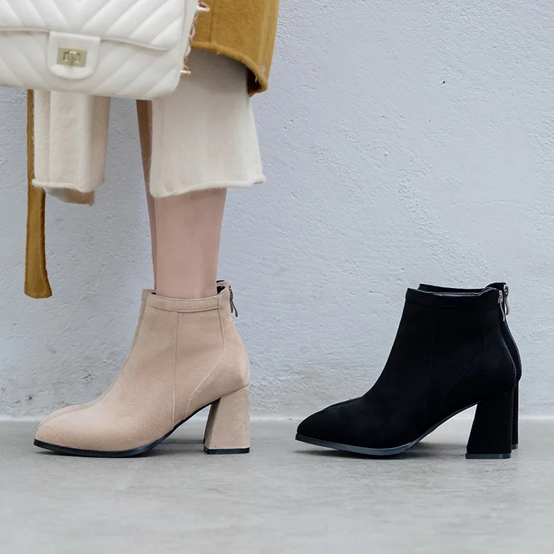 

Ozhouzhan New Style 2019 Autumn And Winter Korean-style High Heel Boots Women's Korean-style Leather Short Boots Women's Boots M