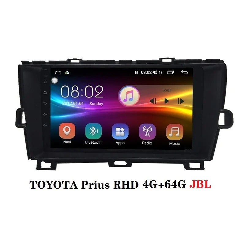 Prius RHD 2din автомобильный dvd gps Android 9,0 Восьмиядерный 4+ 64g Автомобильный Радио gps навигатор для TOYOTA Prius RHD - Цвет: RAM 4G ROM 64G JBL