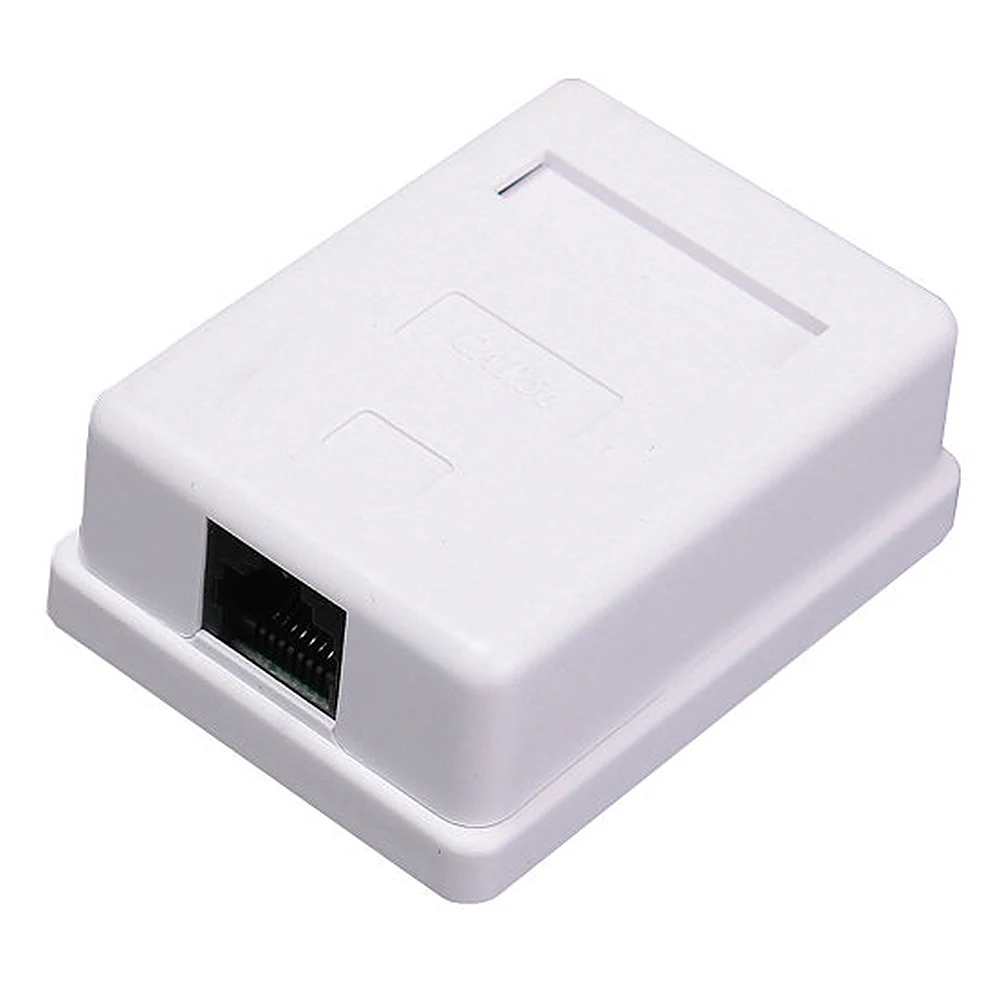 RJ45 Unshielded Network Connector Junction Information Module Ethernet White Box Single Port Desktop Extension Cable