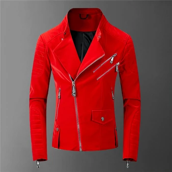 

Winter Men's Velvet Leather Top Fashion Brand Bicycle Wool New Jacket