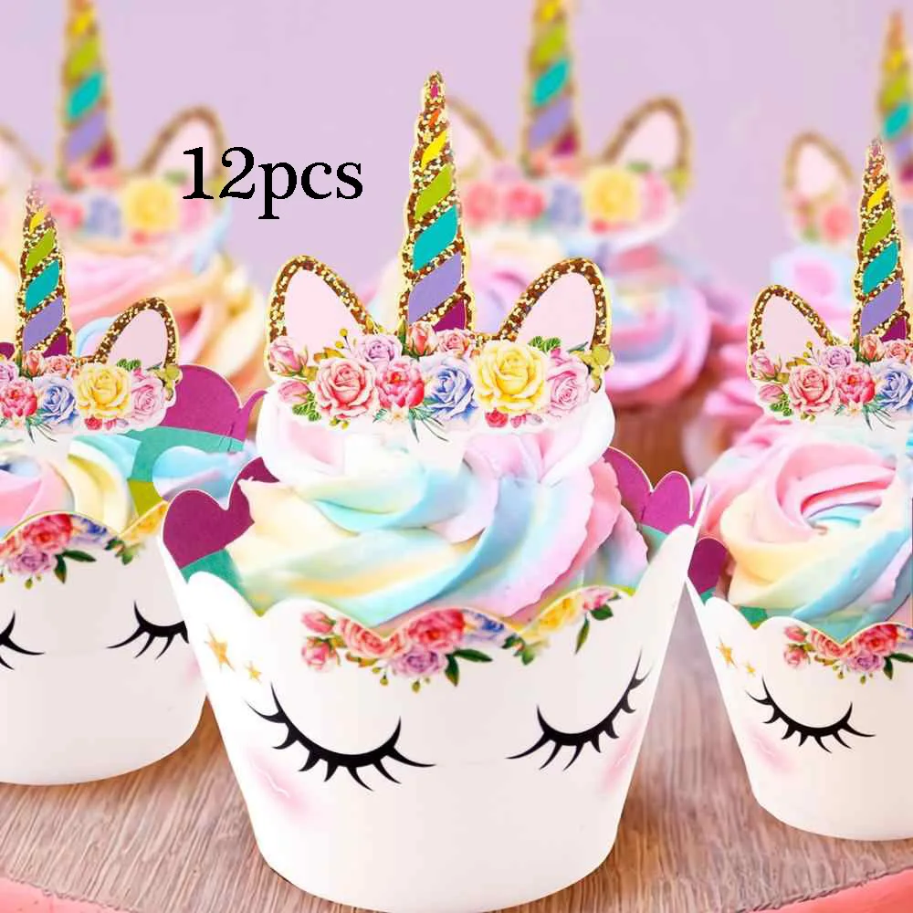 Unicorn Birthday Party Decors Disposable Tableware Paper Cup Plate Banner Set Unicorn balloon Baby Shower Kids Party Supplies