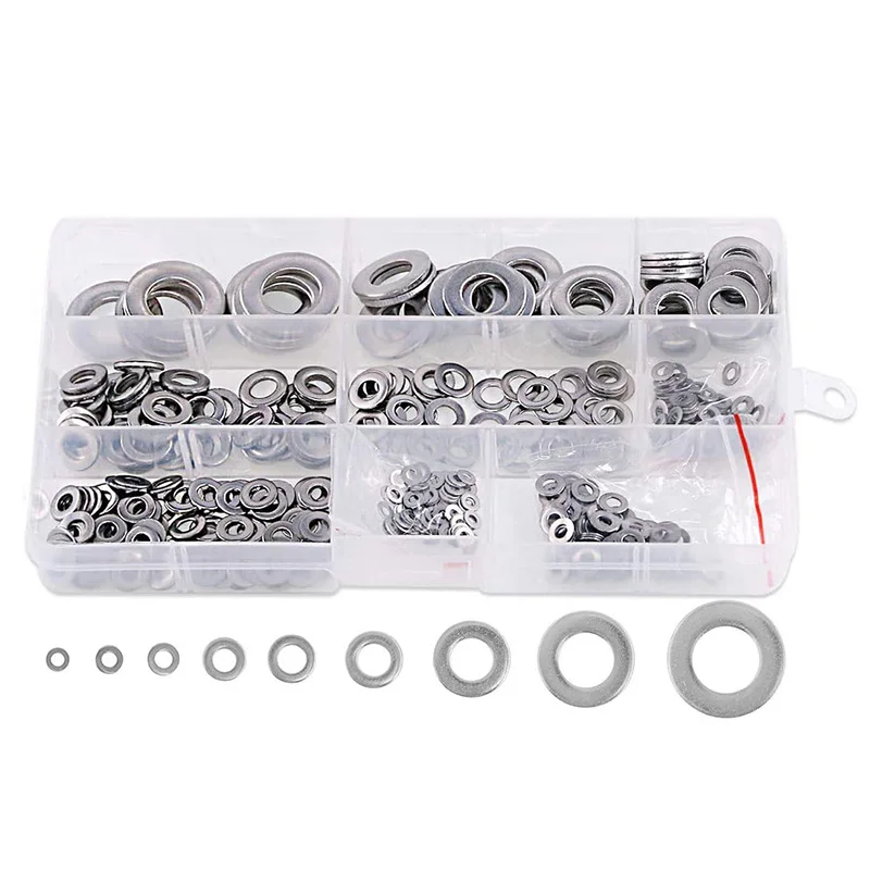 Flat Washers Set 304 Stainless Steel, Plain Washer Gaskets Assortment