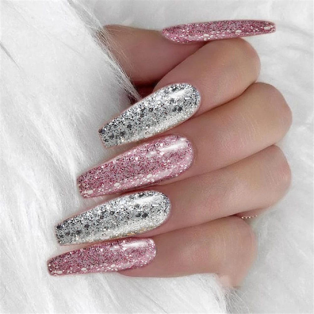 Модельные бриллиантовый блеск с ультрафиолетовым свечением гель маникюр