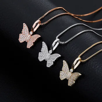 

Zciti 925 New Butterfly Pendant Iced Out Cubic Zirconia Pendant Hip Hop Fashion Delicate Jewelry Gift Women