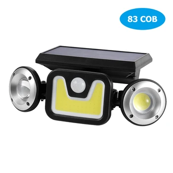 

100 LEDs Solar Powered Wall Light 3 Heads Rotating Motion Sensor Lamp for Outdoor Courtyard Garden Road Roof Waterproof Lighting