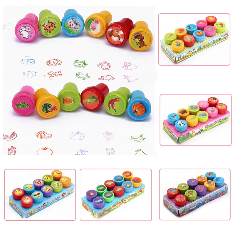 Round-Multicolor-Fun-10-Pcs-Cute-Panda-Child-DIY-Scrapbook-Kids-Stamp-Cartoon-Rubber-Stamps-Scrapbooking