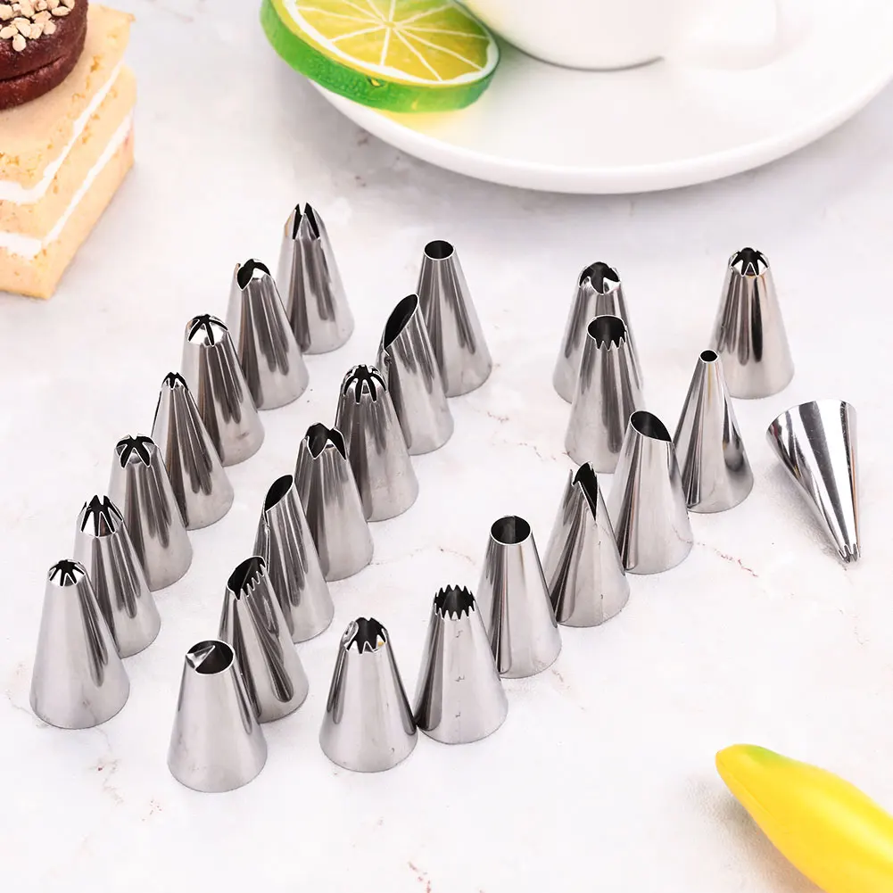 Mounting Patterns Cake 24PCS 24Pcs/Set Pastry Stainless Steel Cake*Nozzle Fondant Decorating Tools Nails Silver Converter