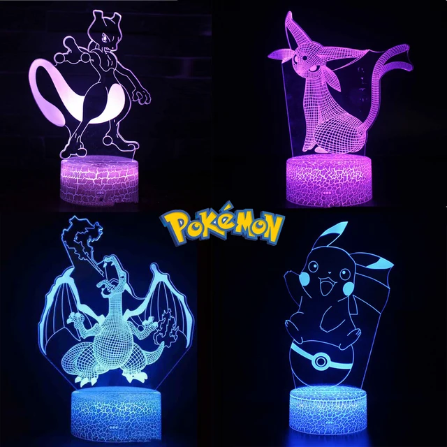 Pokemon Anime 3D LED Night Lights Bulbasaur Charizard Squirtle Mewtu Color Changing Figure Decor Home Figma Birthday Gift Toy 5