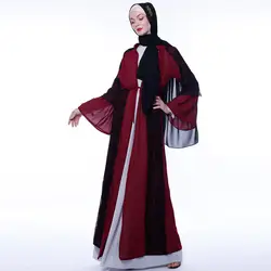 Abaya s женский Восточный халат шифон Кружева открытый Абая Турция мусульманское платье Катар Рамадан Восточный халат из марокена платье из