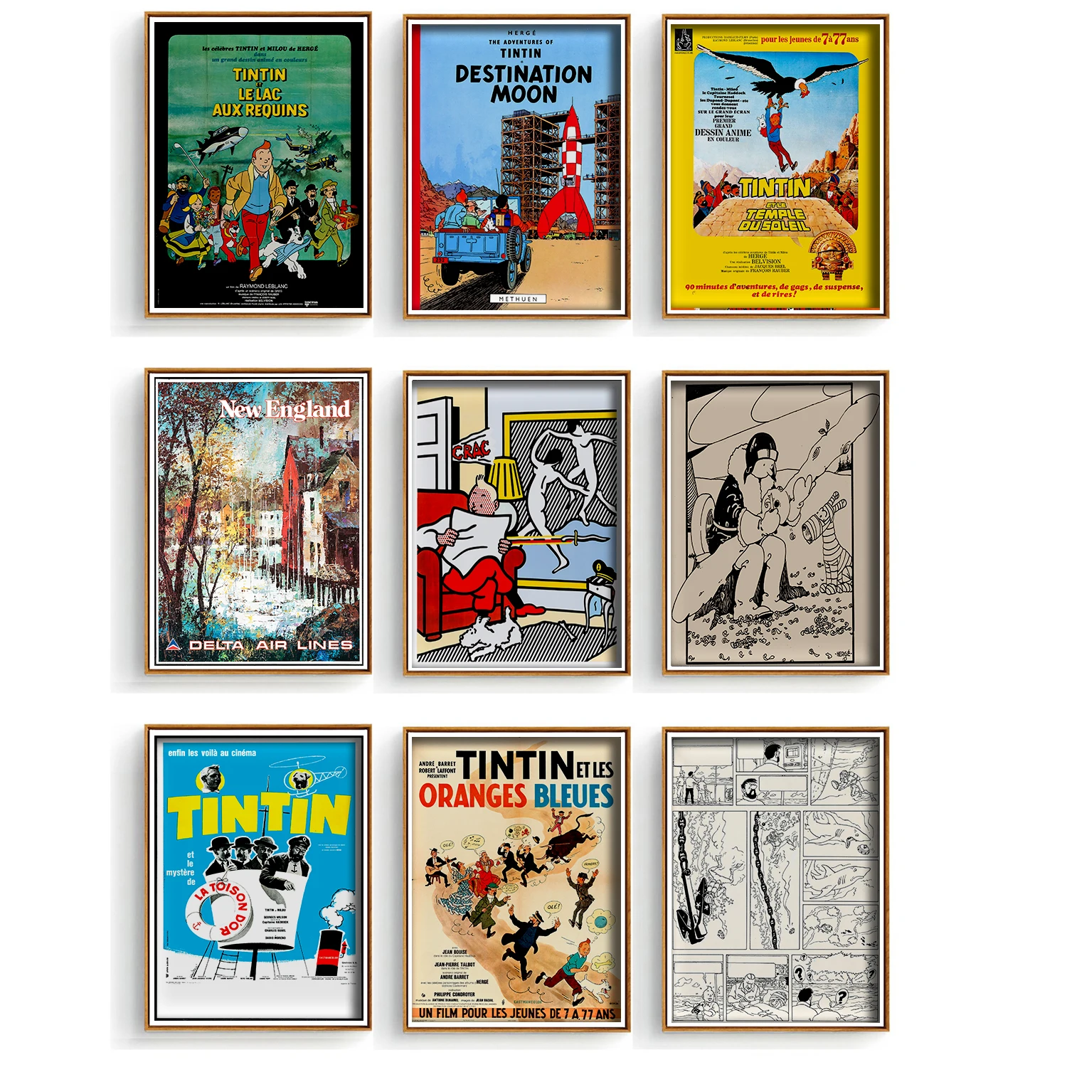 Приключения Тинтина европейские комиксы холст живопись Винтаж Крафт детский