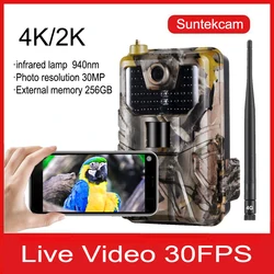 4K 30FPS Live Video APP Trail Camera Cloud Service 4G Cellular Mobile 30MP Wireless Wildlife Hunting Cameras Photo Traps