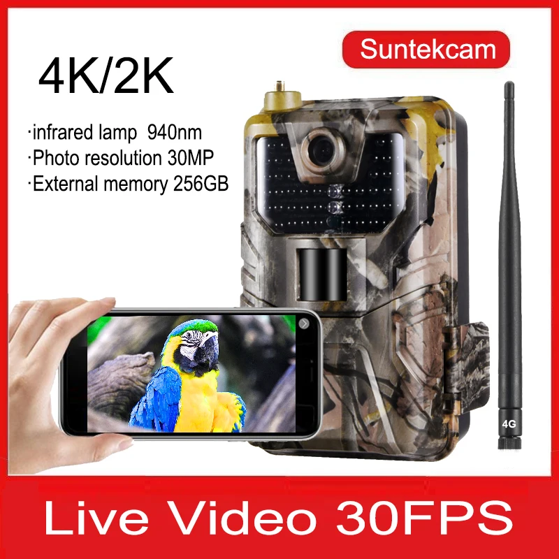 4K 30FPS Live Video APP Trail Night Camera Cloud Service 4G Cellular Mobile 30MP Wireless Wildlife Hunting Cameras Surveillance