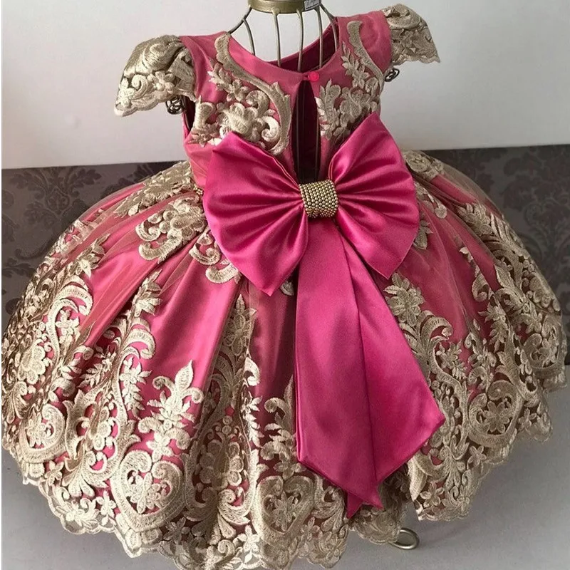 Детские платья принцессы для девочек; Кружевное платье-пачка с цветами; вышитый мяч; Одежда для маленьких девочек; детское платье для свадебной вечеринки