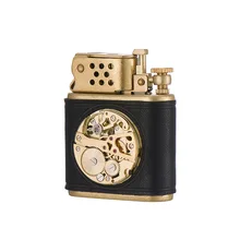 

Zorro Luxury Handmade Kerosene Lighter Fine Copper Genuine Leather Machanical Movement Vintage Cigarette Lighters Gift for Men