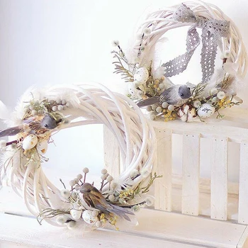 

Christmas DIY Rattan Wreath Ornaments Hanging Flower Crafts Home Door Party Decoration