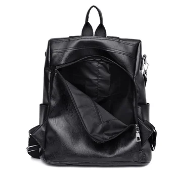 

Women Buckle Adjustable Solid Multi Pockets Fashion Anti Theft Backpack With Pendant PU Leather Large Capacity Top Handle Soft