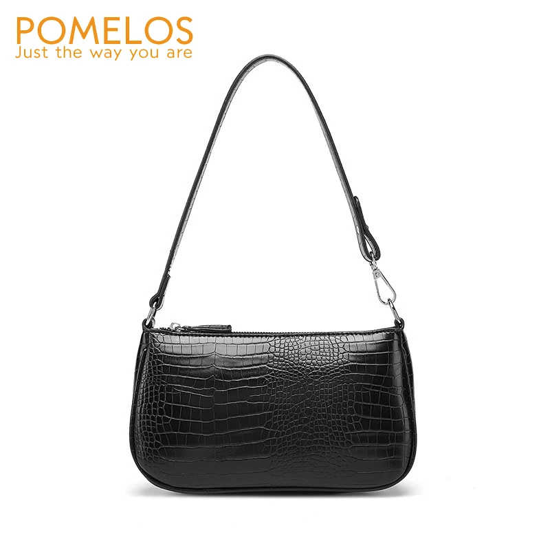 

POMELOS Women Crocodile Pattern Embossing Shoulder Bag In Black Alligator Soft Quality PU Leather Handbags Fashion Versatile