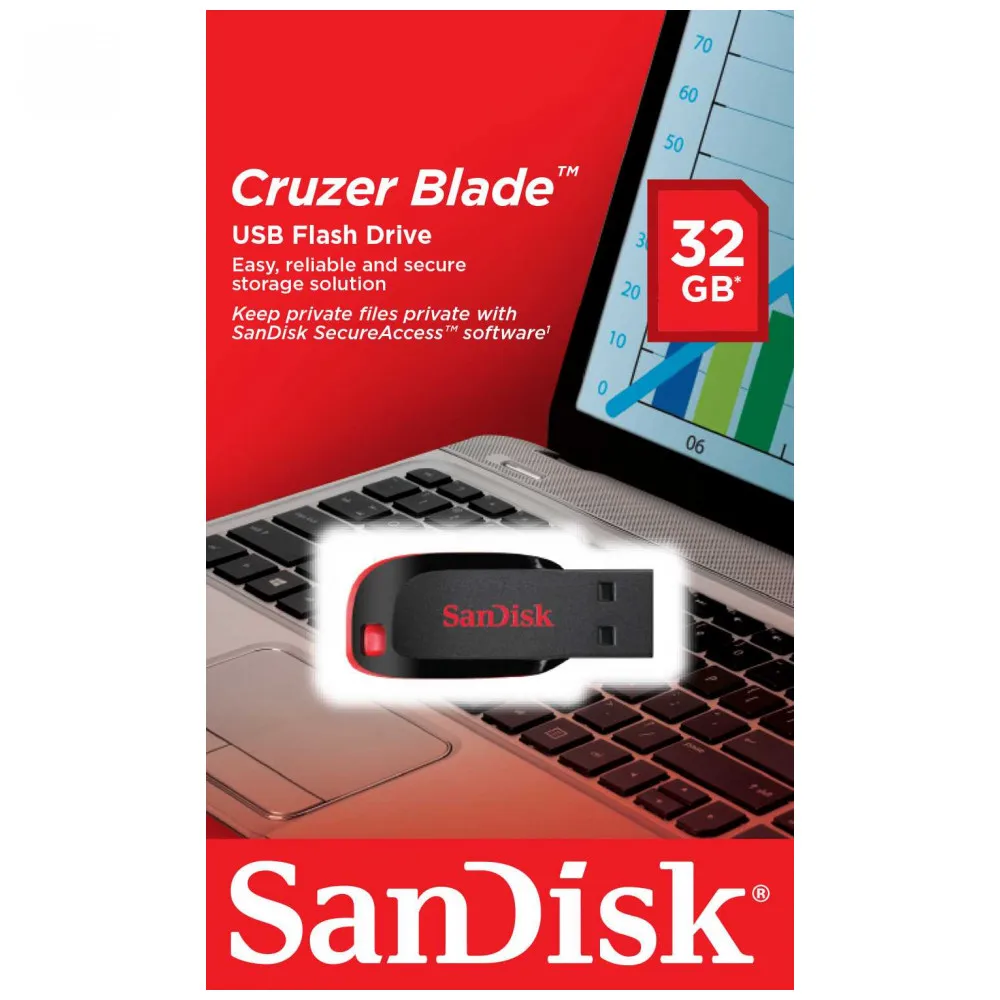Флэш накопитель SANDISK USB2 32GB SDCZ50 032G B35 (черно красный моноблок)|USB флэш-накопители| |