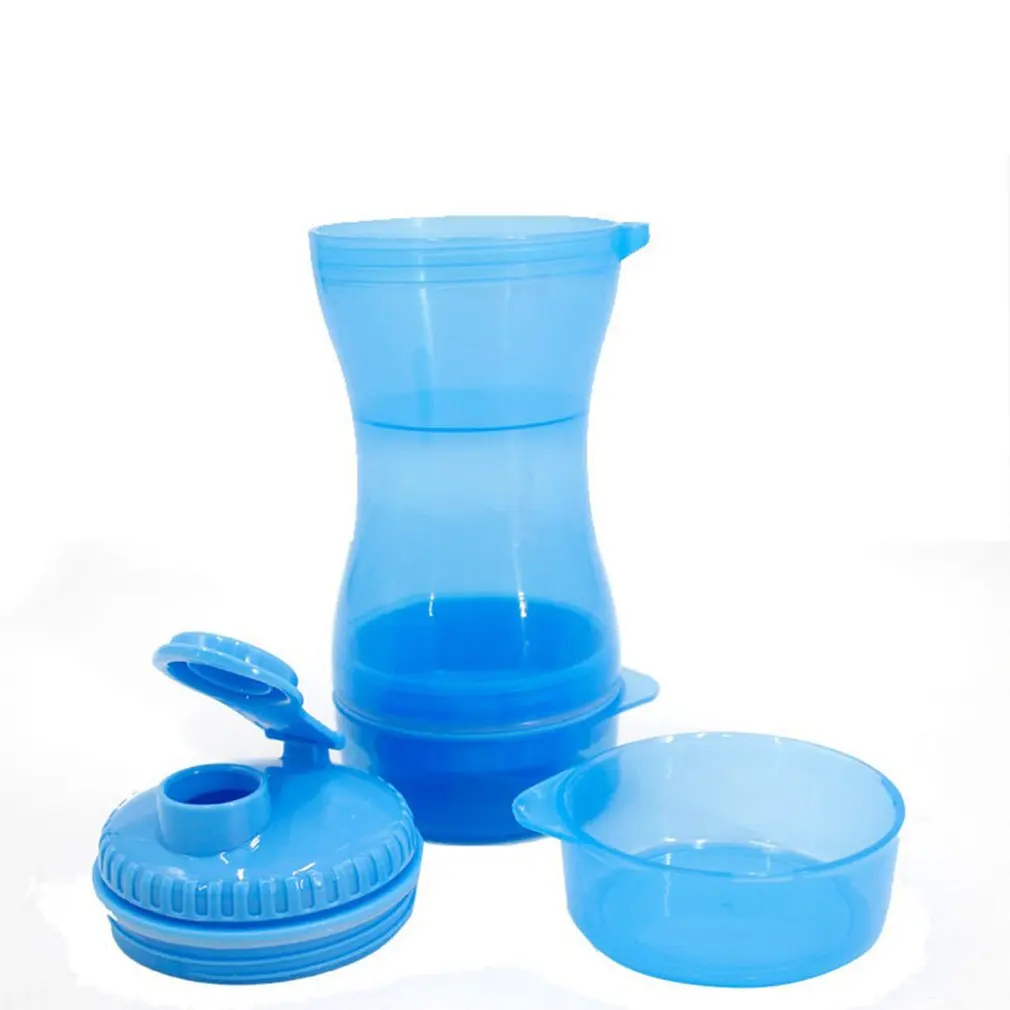 Pet Dog Dual Use Food Water Bottle Cup Portable Multifunction Double Chambe Hydration Bottle Container Outdoor