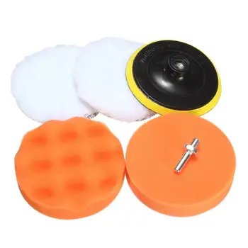 

5pcs Car Sponge Foam Polishing Pad Set Buffing Waxing Pads For Car Polisher Buffer Drill Polish Wash Wheel Brush 5 inch