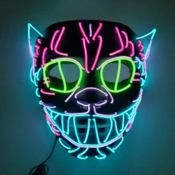 

Glowing EL Light Full Face Mask LED King Cat Mask for Halloween Party Decoration Scary Horror Costume Prop Halloween Accessories