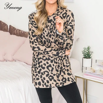 

YMING Boho Leopard Hoodies Sweatshirts Women Fashion Long Sleeve Pullover Pink Female Streetwear Autumn Tracksuit Jumper Woman